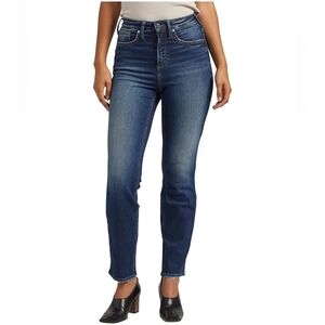 Silver Jeans Avery Straight Leg Dark Wash High Waisted Rise Stretchy Size 27